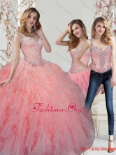 Luxurious Beading and Ruffles Watermelon Quinceanera Dresses SJQDDT29001FOR