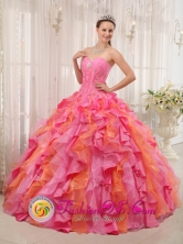 Mayari Cuba 2013 Sweetheart Multi-color Sweet sixteen Dress Clearance With Appliques and Ruffles Decorate Style QDZY337FOR