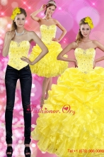 Most Popular Yellow 2016 Quince Dresses with Beading and Ruffles XFNAOA03TZA1FOR