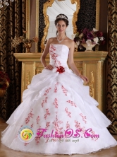 Palma Soriano Cuba Wonderful White Princess Sweet sixteen Dress With Appliques And Hand Made Flower Style QDZY190FOR