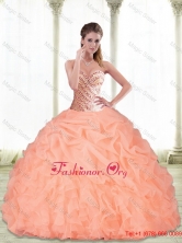 Perfect Sweetheart Beading and Pick Ups Peach 2015 Quinceanera Dresses SJQDDT22002FOR