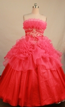 Popular Ball Gown StraplessFloor-Length Hot Pink Quinceanera Dresses Style LJ042478