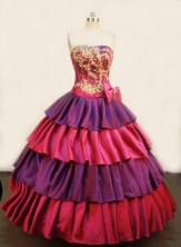 Pretty A-line Strapless Knee-length Quinceanera Dresses Appliques with Beading Style FA-Z-0090