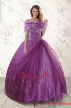 Purple Sweetheart Appliques 2015 Quinceanera Dresses with Appliques XFNAO296AFOR