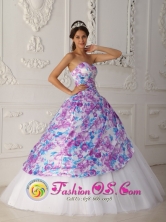 San Jose de las Lajas Cuba Multi-color Printing and Tulle Vintagesweet sixteen Dress Sweetheart Appliques A-line For 2013 Style QDZY332FOR