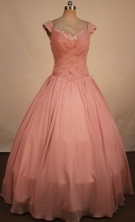 Simpel Ball Gown Off The Shoulder Neckline Floor-Length Light Pink Quinceanera Dresses Style L042407