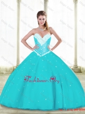 Simple Aqua Blue Quinceanera Dresses with Beading and Ruffles SJQDDT88002FOR
