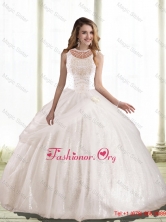 Simple Ball Gown Hand Made Flowers and Beaded Quinceanera Dress SJQDDT46002FOR