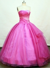 Simple Ball Gown Strapless Floor-length Organza Fuchsia Quinceanera Dresses Style FA-C-021