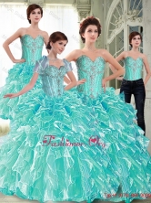 Suitable Ball Gown 2015 Quinceanera Dresses with Ruffles and Beading SJQDDT62001FOR