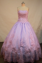 Sweet A-line Strapless Floor-length Quinceanera Dresses Appliques Style FA-Y-0027