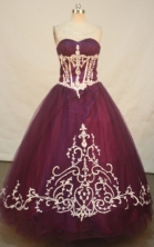 Sweet A-line Sweetheart Floor-length   Quinceanera Dresses Appliques with   Beading Style FA-Y-0075