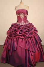 Sweet Ball Gown Strapless Floor-Length Burgundy Quinceanera Dresses Style L042415