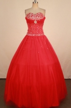 Sweet Ball Gown Sweetheart Neck Floor-Length Hot pink Beading Quinceanera Dresses Style FA-S-224