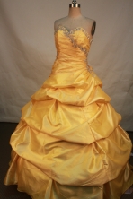 Sweet Ball Gown Sweetheart Neck   Floor-Length Yellow Beading   Quinceanera Dresses Style FA-S-169