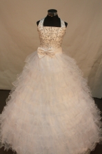 Sweet Ball gown Halter top Floor-length Quinceanera Dresses  Beading Style FA-Y-0030
