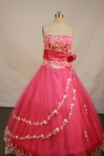 Sweet Ball gown Strapless Floor-length Quinceanera Dresses Appliques Style FA-Y-0023