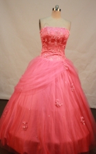 Sweet Ball gown StraplessFloor-length Quinceanera Dresses Appliques with Beading Style FA-Y-0057