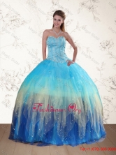 Sweetheart Multi Color Quinceanera Dress with Ruffles and Beading QDZY109TZFXFOR