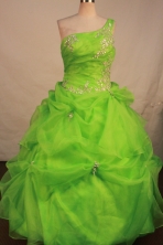 Affordable Ball Gown One Shoulder Neck Floor-Length Spring Green Quinceanera Dresses Style LJ042444