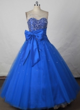 Affordable Ball Gown Sweetheart Floor-length Blue Taffeta Beading Quinceanera dress Style FA-L-210