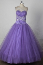 Affordable Ball Gown Sweetheart Floor-length Lilac Taffeta Beading Quinceanera dress Style FA-L-213