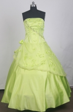Beautful Ball Gown Strapless Floor-length Spring Green Quinceanera Dress LZ426035