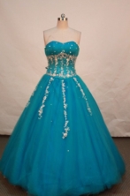 Beautiful ball gown sweetheart-neck floor-length appliques teal quinceanera dresses FA-X-033