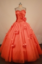 The Brand New Ball Gown Sweetheart Floor-length Orange Taffeta Hand Flowers Quinceanera dress Style FA-L-409