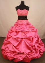 Exclusive Ball Gown Sweetheart Floor-length Rose Pink Taffeta Quinceanera dress Style LJ42452
