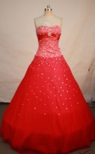 Exquisite A-line swetheart-neck floor-length beading red quinceanera dresses FA-X-006