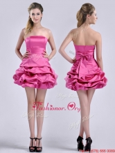 Latest A Line Bubble and Bowknot Taffeta Prom Dress in Hot Pink THPD010FOR