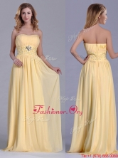 Lovely Empire Yellow Long Prom Dress with Beading and Ruching THPD186FOR