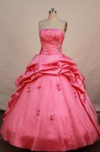 Lovely ball gown strapless floor-length taffeta watermelon beading quinceanera dresses FA-X-017