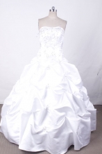 Popular Ball Gown Strapless Floor-Length White Beading and Appliques Quinceanera Dresses Style FA-S-299