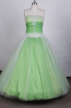 Pretty Ball gown Strapless Floor-Length Spring green Beading Quinceanera dresses Style FA-S-005