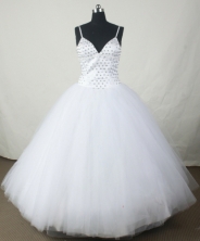 Sweet Ball Gown Strap Floor-length White Organza Beading Quinceanera dress Style FA-L-125