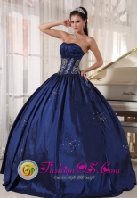 2013 Navy blue Quinceanera Dress Embroidery and Beading Taffeta Ball Gown for Graduation in La Unian   El Salvador  Style PDZY522FOR