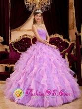 Beading Inexpensive Ruffles Lavender  For  2013 Spring Ball Gown Quinceanera Dress IN Acajutla  El Salvador Style QDZY160FOR
