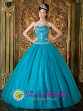 Brand New Teal and Sweetheart Beading Appliques Paillette For 2013 Quinceanera in Antiguo Cuscatlan  El Salvador  Style QDZY065FOR