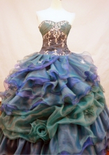 Elegant Ball Gown Sweetheart Neck Floor-Length Orangza Blue Beading and Appliques Quinceanera Dresses Style FA-S-138