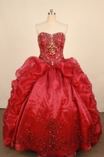 Luxurious Ball Gown Strapless Floor-Length Red Quinceanera Dresses Style FA-S-125
