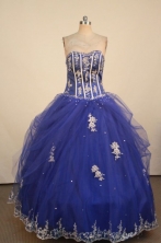 Luxuriously Ball Gown Sweetheart Neck Floor-Lengtrh Blue Appliques Quinceanera Dresses Style FA-S-18