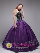 Star Embroidery Orangza Stylish Eggplant Purple Sweetheart Quinceanera Dresses  in Sonsonate   El Salvador  Style ZYLJ24FOR