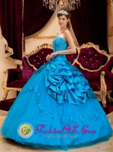 Stylish Quinceanera Dress For 2013 Teal  Lace and Appliques Ball Gown For Celebrity in Conchagua  El Salvador  Style QDZY164FOR
