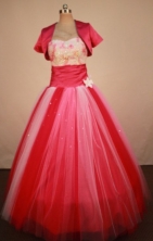 Cheap Ball Gown Strapless Floor-Length Hot Pink Beading and Appliques Quinceanera Dresses Style Y042420