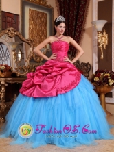 2013 El Palmar Guatemala Stylish Red and Blue Quinceanera Dress With Appliques and Beadings Ball Gown in Summer Style QDZY634FOR