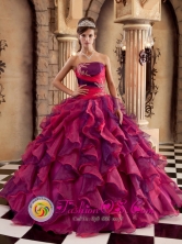 2013 Jalapa Guatemala Customer Made Ruffles Decorate Bodice Brand New Multi-color Quinceanera Dress Strapless Organza Ball Gown Style QDZY259FOR