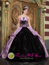 2013 San Francisco El Alto Guatemala Appliques Lovely Lavender and Black Strapless Taffeta and Ball Gown For Quinceanera Dress Style QDZY263FOR