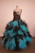 Colorful Ball Gown Sweetheart Neck Floor-Length Blue Beading Quinceanera Dresses Style FA-S-266